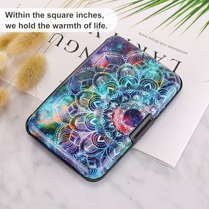 ELFISH Mini RFID Aluminum Wallet Credit Cards Holder Business Card Case Metal ID Case for Men Women (Acolorful) - color: Acolorful