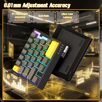 A.JAZZ AK029 Wired 29 Keys One-Handed RGB Gaming Keyboard with 8000HZ,0.01mm RT Magnetic Switches Adjustable Actuation,Hotswappable Mechanical Keyboard,Aluminum Plate,Web Driver for Gamers-Black - color: Black