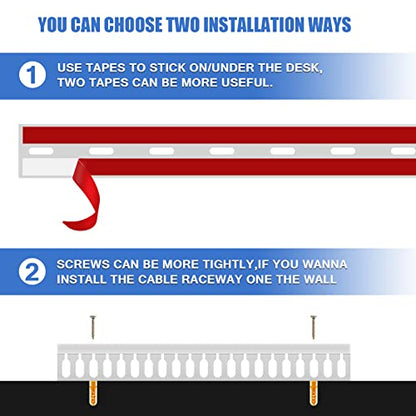Cable Duct Management Raceway Kit, 31.4" (2 x 15.7) Server Rack Management, Hide Network HDMI VGA Cables, Open Slot Track Desk Wire Channel, White 2 Pack - size: White-2