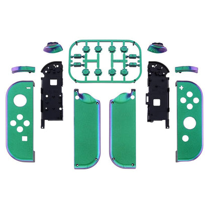 eXtremeRate DIY Replacement Shell Buttons for Nintendo Switch & Switch OLED, Chameleon Green PurpleCustom Housing Case with Full Set Button for Joycon Handheld Controller - Console Shell NOT Included - color: Chameleon Green Purple