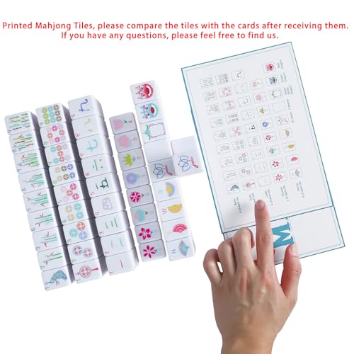 160 Pink American Printed Mahjong Game Set with Carrying Bag and Accessories, 1.2’’ Mahjong Tile Set - style: 1-Pink