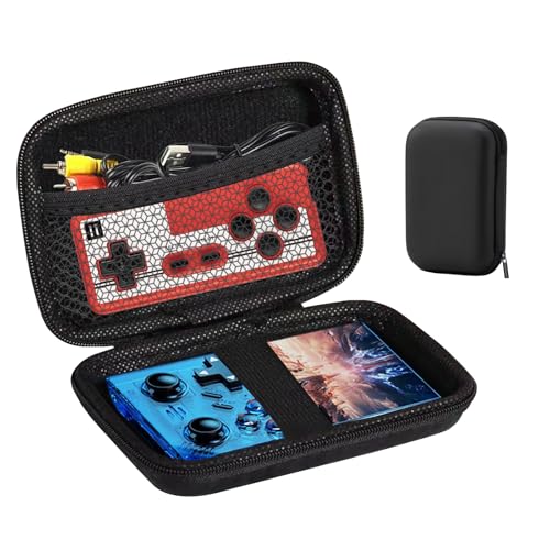 HideRacoon Retro Handheld Game Console Case, Black | Protective Travel Carrying Box, For Charging Cable, For Earplugs, For Batteries and Accessories - color: black