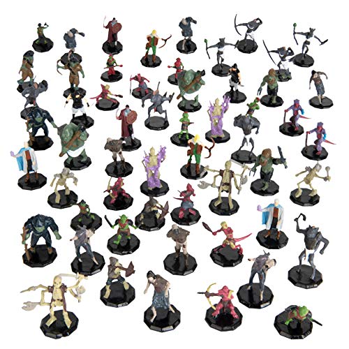 Monster Protectors 56 Fantasy Mini Figures - All Unique Designs - 1" Hex-Sized Compatible with DND Dungeons Dragons, Pathfinder, RPG Tabletop Games - Features Goblins, Orcs, Gnolls, Skeletons & More