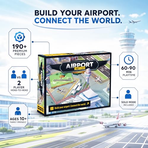 Airport Empire - Airport Tycoon Board Game | 2 Player Strategy Board Game for Adults, Teens & Tweens | Economic Board Game | Ages 10+ | 60-90 Min