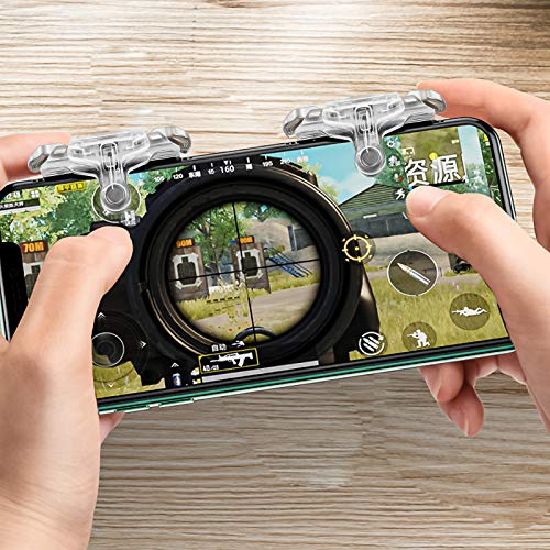 Newseego for PUBG Mobile Game Controller Trigger, Upgrade Version PUBG Mobile Game Trigger Double Sensitive Aim Shoot Keys Buttons for Rules of Survival/PUBG Triggers for All Smartphone-Transparent - color: Transparent