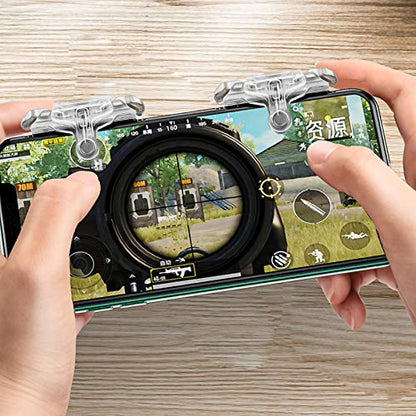 Newseego for PUBG Mobile Game Controller Trigger, Upgrade Version PUBG Mobile Game Trigger Double Sensitive Aim Shoot Keys Buttons for Rules of Survival/PUBG Triggers for All Smartphone-Transparent - color: Transparent