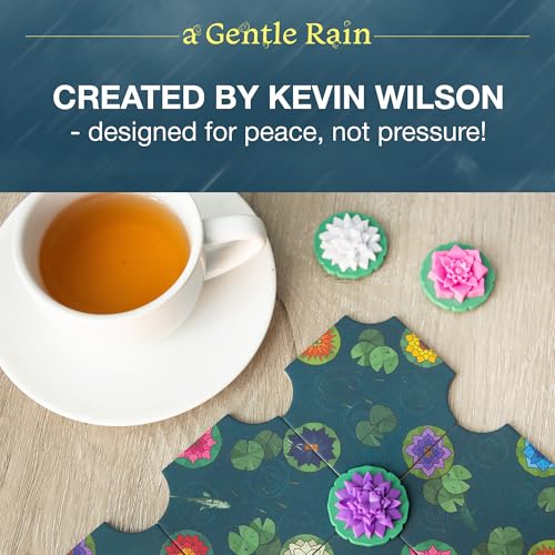 A Gentle Rain – Bloom Edition – Calming Tile-Laying Puzzle Game with 3D Lotus Blossoms – Mindful Solo, 2-Player, or Cooperative Play in 15 Min – Premium Tactile Board Game, Giftable & Family-Friendly