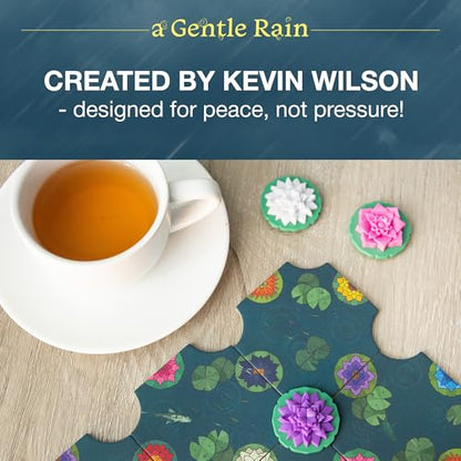 A Gentle Rain – Bloom Edition – Calming Tile-Laying Puzzle Game with 3D Lotus Blossoms – Mindful Solo, 2-Player, or Cooperative Play in 15 Min – Premium Tactile Board Game, Giftable & Family-Friendly