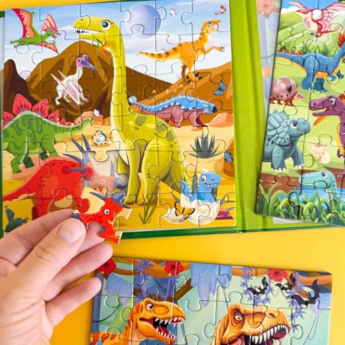Magnetic Puzzles for Toddlers 3-5 - Kids Travel Toys for Boys and Girls | 36 Pieces Sudoku Toddler Puzzles Ages 2-4 - Jurassic Kids Travel Game Ages 4-6 – Car Airplane Road Trip Games - color: 10. Dino 36 Pcs