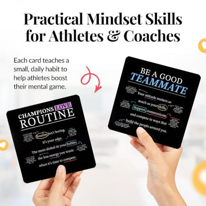 Athlete Mindset & Motivation Cards – 52 Winning Habits for Confidence, Grit & Mental Toughness – For Athletes, Coaches & Parents – Includes Wooden Display Stand – Gift for Athletes & Coaches - style: Athlete Mindset