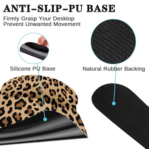 Arttown Keyboard Mouse Pad Set, 4 in 1 Desk Mat Set Leopard Cheetah | Animal Brown Black Large Mousepad+Keyboard Wrist Rest+Mouse Wrist Rest+Coaster Ergonomic Design for Home Office Computer - color: Leopard Print 1