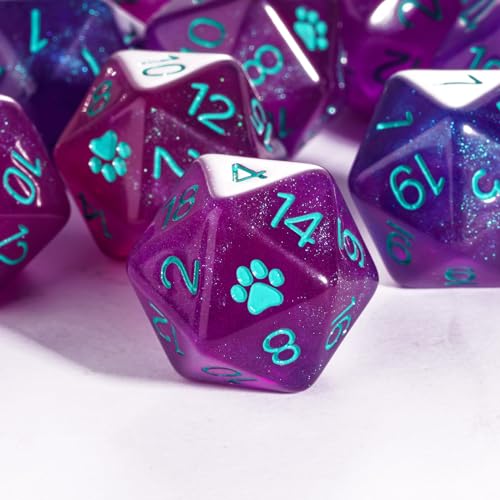 10 Pieces Purple D20 Dice, Set of 10, 20 Sided Dice D20 for DND RPG Tabletop Game - color: 10pcs D20 Purple