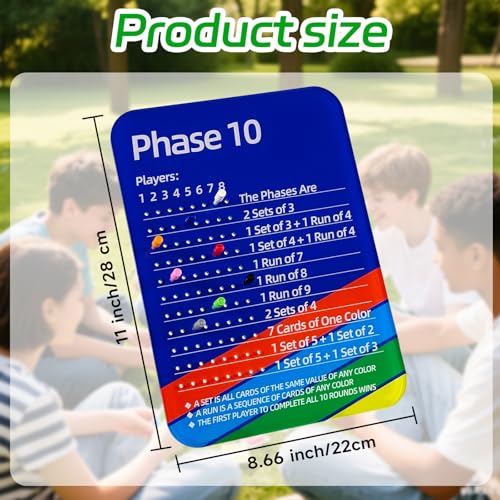 Phase 10 Card Game Set with Scoring Pegs, Storage Pouch, Stands, Board Game Accessories for Family Party, Travel, Adults (Cards not included)