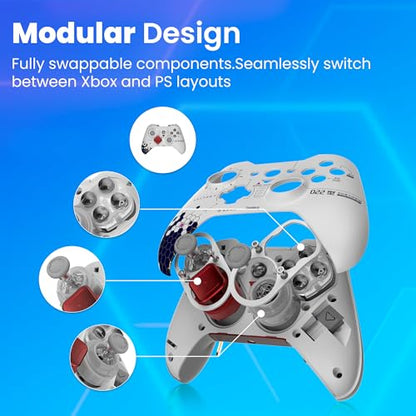 ZD O+ Excellence Wireless PC Controller – Modular Design, Hall Effect Joysticks, Remappable Buttons, RGB & Audio Jack for Switch/Switch2, PC, Android, iOS & Steam (Starfield Edition) - color: Starfield Edition