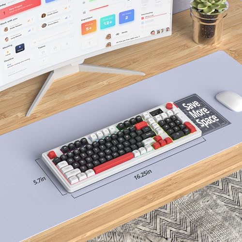 Fogruaden 96% Wireless Silent Quiet Gaming Keyboard with Number Pad & Knob, Mechanical Feel, Spill-Resistant, Multimedia Keys, Wired/BT/2.4G, USB Rechargeable Membrane Computer Keyboard for Win/Mac - color: Black