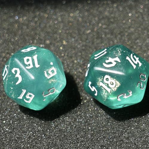 10PCs D20 Polyhedral Dice Set 22mm for DND RPG MTG Dungeons and Dragons Dice (Cyan) - color: Cyan