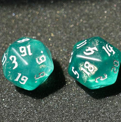 10PCs D20 Polyhedral Dice Set 22mm for DND RPG MTG Dungeons and Dragons Dice (Cyan) - color: Cyan