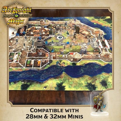 Arcknight The Noble's Keep Roleplaying D&D Battle Map; 16 Modular RPG Maps in 8 Double-Sided Pages, 1" Square Grid, Modular & Versatile DND Map for ttrpg Gaming - for Dungeons & Dragons, Pathfinder - style: Noble Keep