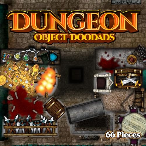 Dungeons - 66pc Double-Sided Dungeon & Terrain Pieces for Starters & Masters Alike - Roleplaying Objects for Dungeons & Dragons - Immersive Map Accessories for DND 5E, Pathfinder & Warhammer RPGs