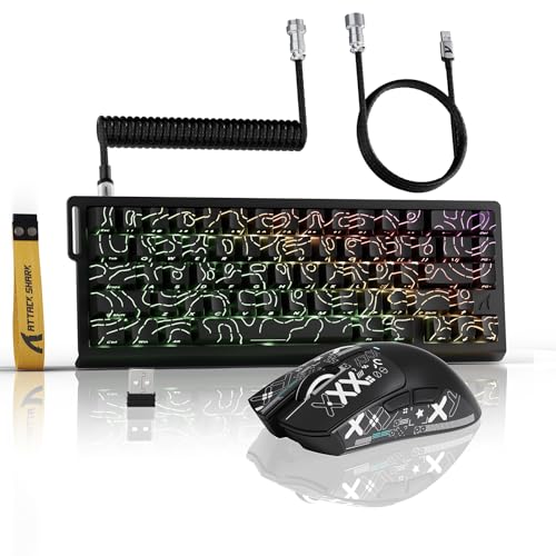 ATTACK SHARK X11 & X68 PRO HE Wireless Gaming Combo,Rapid Trigger Hall Effect Magnetic Switch 8K Keyboard,Ultra-Light 22K DPI PAW3311 Optical Sensor Mouse,RGB Backlit Tri-Mode with Coiled Cable-Black - color: Black