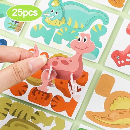 LOMIMOS Educational 3D Cartoon Puzzle,3D Jigsaw Cartoon Model Creative Learning for for Kids Art Crafts Gifts DIY Decoration (Dinosaur) - style: dinosaur