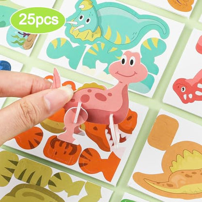 LOMIMOS Educational 3D Cartoon Puzzle,3D Jigsaw Cartoon Model Creative Learning for for Kids Art Crafts Gifts DIY Decoration (Dinosaur) - style: dinosaur