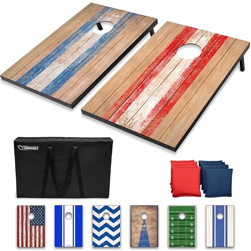 GoSports Portable Cornhole Sets, 8 Styles – Choose 4 x 2 ft or 3 x 2 ft - Boards Include 8 Bean Bags, Travel Case, and Game Rules - style: 3 x 2 ft Barnwood