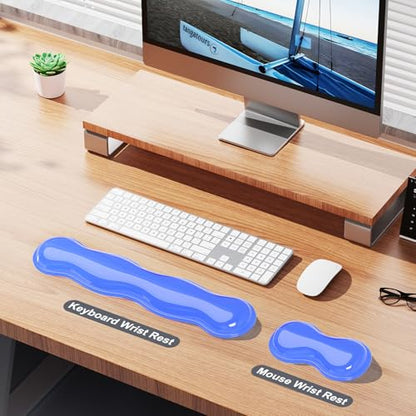 MOKURU Gel Keyboard and Mouse Wrist Rest Set, Comfort Ergonomic Wrist Support, for Wrist Pain Relief, Computer Keyboard Wrist Rest (Blue) - color: Blue