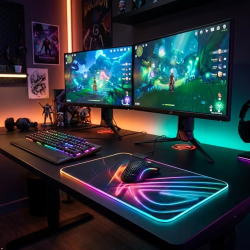 Gaming Led Luminous Mouse Pad, RGB Keyboard Pad, Non-Slip Mouse Pad, Computer Accessories,13.79" L x 9.85" W