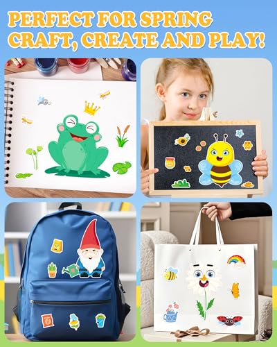 Aowplc Spring Make-a-Face Stickers for Kids 48 Sheets Mix 'n Match Cute Spring Crafts & Party Favors - style: Spring Garden