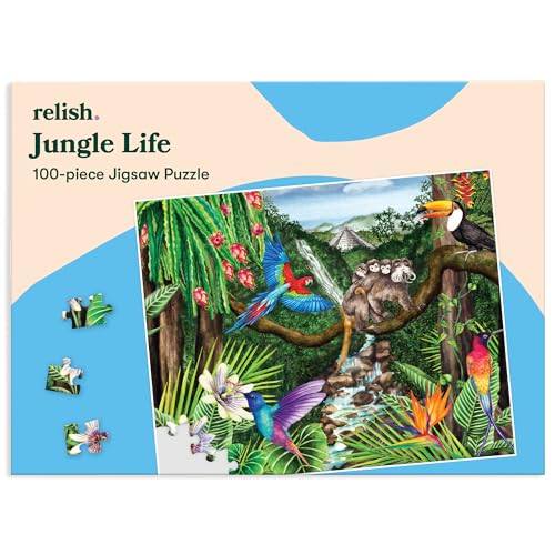 Relish 100 Piece Puzzles for Adults, Jungle Life Dementia Jigsaw Puzzle, Dementia Products for Elderly - style: Jungle Life