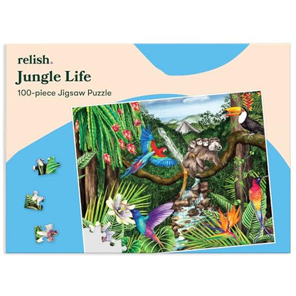 Relish 100 Piece Puzzles for Adults, Jungle Life Dementia Jigsaw Puzzle, Dementia Products for Elderly - style: Jungle Life