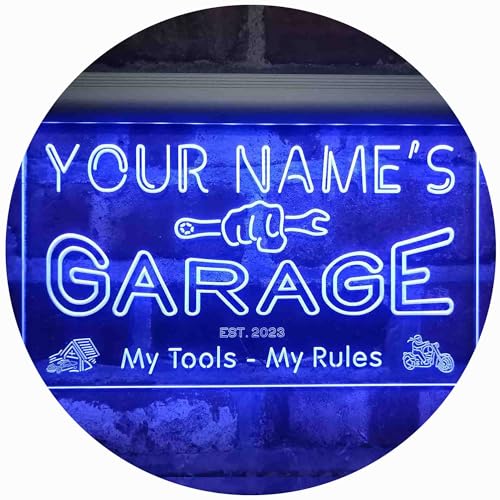 ADVPRO Personalized Your Name Est Year Theme Garage Man Cave Decor Single Color LED Neon Sign 12 x 8.5 Inches st4s32-pp1-tm-b - color: Blue, size: 12" x 8.5"