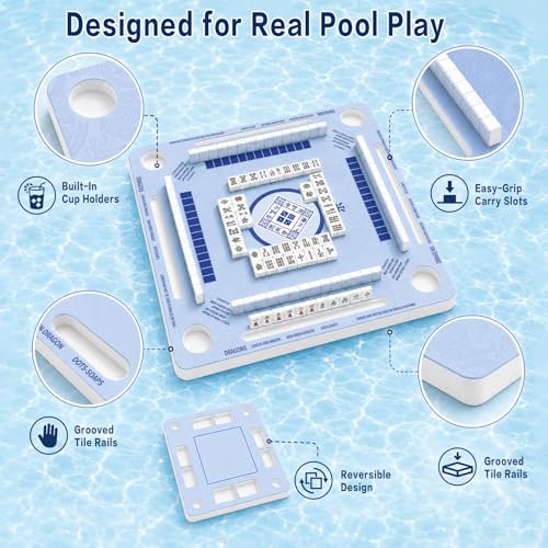 2F22E Floating Mahjong Table for Pool, Double-Sided EVA Floating Game Table for Mahjong, Cards, Dominoes & Drinks, 31.5'' Waterproof Floating Table for Pool - color: Eva-01