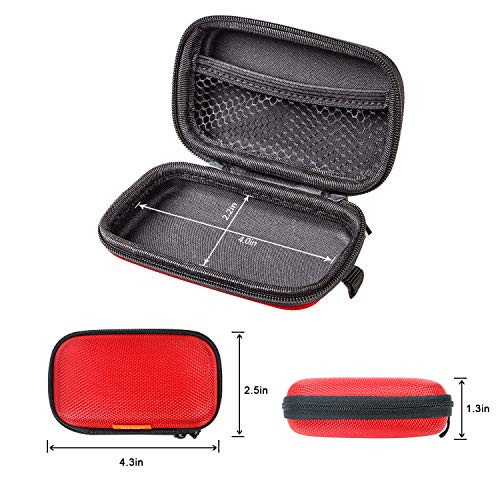 Red Rectangle Small EVA Case, Lightweight Hard Shell Zipper Pouch | Universal Protection Bag for Earbud, Headset, Charger, Airpods, iPod, USB Cable, MP3, Key, Change - color: Red