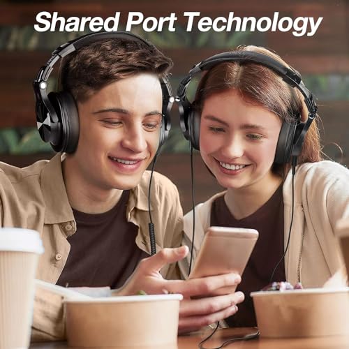 OneOdio A70 Bluetooth Over Ear Headphones, Wireless Headphones with 72H Playtime, Hi-Res, Built-in Mic, 3.5mm/6.35mm Wired Audio Jack for Studio Monitor & Mixing DJ Guitar AMP, Computer PC Gaming - color: Black