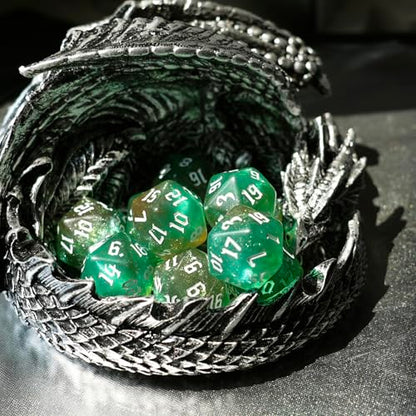 10PCs D20 Polyhedral Dice Set 22mm for DND RPG MTG Dungeons and Dragons Dice (Green+Curry) - color: Green+curry