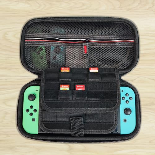 Kuprusar Switch Case, Portable Oled Switch Travel Game Bag with Hard Shell Protection, Red Zipper - color: Red