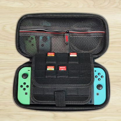 Kuprusar Switch Case, Portable Oled Switch Travel Game Bag with Hard Shell Protection, Red Zipper - color: Red