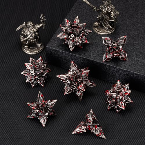 DND Dice Set Metal,Polyhedral D&D Metallic Heterotypic D and D Dice with Cracks for Dungeons and Dragons RPG TTRPG 7-Die Set with Gift (Heterotypic, Heterotypic-Antique Bloodstain) - color: Heterotypic-antique Bloodstain, style: Heterotypic