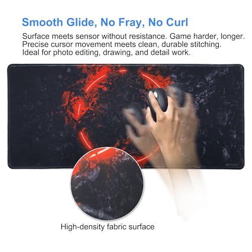 Desk Protection Large MousePad-70x30 Firering | Non-Slip Rubber Base 27.5x11.8IN Computer Desk Mat for PC,Mac,Laptop-Stitched Edges and Smooth Surface for Office,Home,Work - color: 70x30 Firering