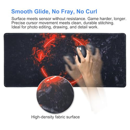 Desk Protection Large MousePad-70x30 Firering | Non-Slip Rubber Base 27.5x11.8IN Computer Desk Mat for PC,Mac,Laptop-Stitched Edges and Smooth Surface for Office,Home,Work - color: 70x30 Firering