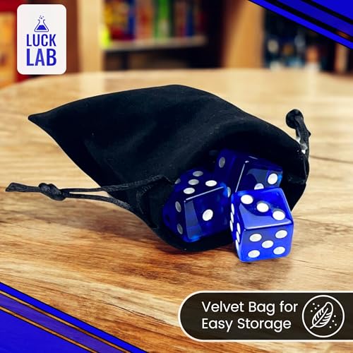 Luck Lab 10 Piece 19 mm Dice Pack - Acrylic and Translucent D6 Dice, Square w/Rounded Edge for Casino, Craps, RPG MTG DND Dice Table Games and Board Games (Blue) - color: Blue