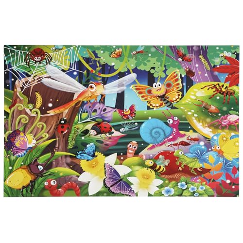 100 Piece Puzzles for Kids Ages 4-6 – Floor Kids Puzzles Ages 6-8 Year Old – Toy for Learning Forest Bugs for 8-10 yo – Jigsaw Toddler Game for Boy and Girl Age5-8 - color: Insect