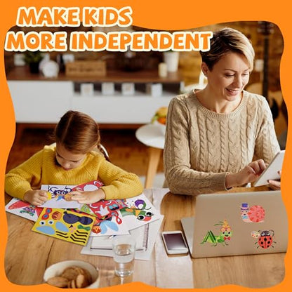 Sinceroduct Make Your Own Stickers for Kids, Fun Bug Sticker Kit with 60 Insect, Animal Face Sticker Sheets, Perfect for Rewards, Party Favors, Holiday Gifts, and Christmas Day, Valentine's Day - style: Insect