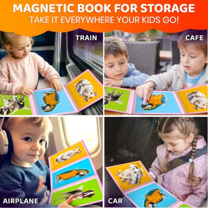 QUOKKA Step Up Magnetic Puzzles for Toddlers 1-3, Animals Puzzle Set in One Book, Travel Games for Kids 3-5, Screen Free Toy for Toddlers and Preschoolers - color: Pets