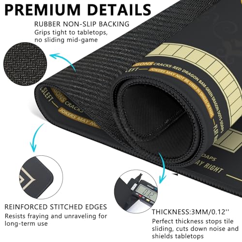 Mahjong Mat with Rules, 31.5" X 31.5" Noise Reduction Mahjong Table Cover with Carrying Bag and 3 Dice, Mahjong Lovers Gifts Non Slip Gaming Mat for Board Tile Games Poker Card Dominoes Game Nights - color: A06