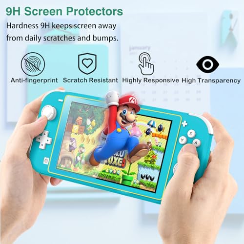 TIKOdirect Carrying Case for Switch lite, Shockproof Portable Travel Bag with Glitter Galaxy cover, Screen Protectors and Cute Leaf Thumb Grips Caps, Animal Crossing Green - color: Animal Crossing Green