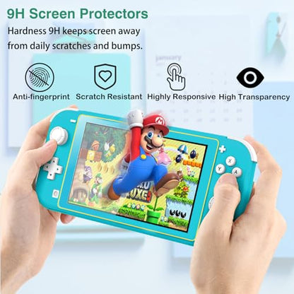 TIKOdirect Carrying Case for Switch lite, Shockproof Portable Travel Bag with Glitter Galaxy cover, Screen Protectors and Cute Leaf Thumb Grips Caps, Animal Crossing Green - color: Animal Crossing Green
