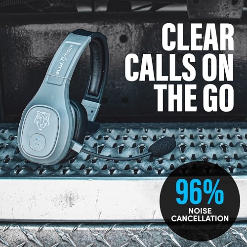 Blue Tiger Storm Gray - Premium Trucker Bluetooth Headset - Wireless Noise Canceling Mono Headset with Mic - High-Fidelity Sound, 30-Hour Talk Time, USB-C Charging - for Truck Drivers, Bluetooth 5.0 - color: Gray, style: Storm